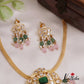 Pretty AD Teardrop Pendant Chain Set With Green Bead Drops NC2671