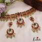 Stunning Mango Motifs Kemp Choker With Green Bead Drops NC2918