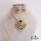 Pretty AD Teardrop Pendant Chain Set With Green Bead Drops NC2671