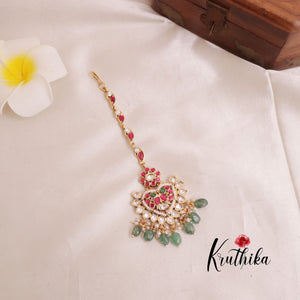 Royal Jadau Moissanite Stones Semi Bridal Set BS033- Long Haaram,Necklace,Earrings & Maang Tikka