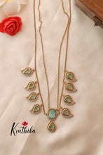 Simple Victorian Chain with Pendants-Mint Blue Lh650