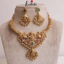 Gorgeous Lakshmi peacock necklace with golden beads NC1924