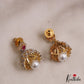 Pretty Teardrop Motifs AD Jhumkas With Pearl Drop E1097 (Available In 3 Colors)