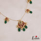 Beautiful Floral Motifs Chandbali Jadau Invisible Chain With Green Bead Drops NC2788