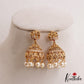 Elegant Floral Leaf Motifs Jhumkas With Pearl Drops E1160