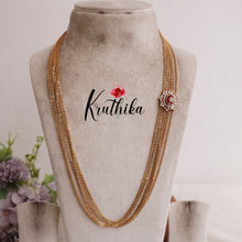 Trendy Four Layer Chandra Haaram Ruby with AD Pendant LH1905