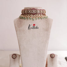 Royal Kempu Kundan Chocker with pastel green beads NC1923