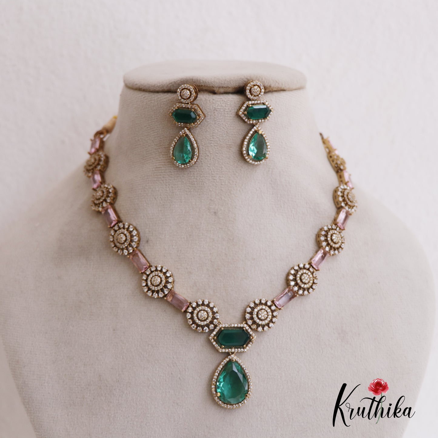 Trendy AD Floral Motifs Victorian Necklace NC2672