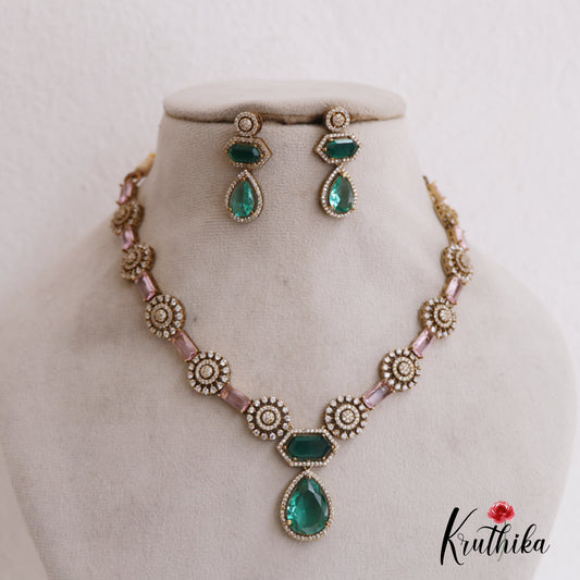 Trendy AD Floral Motifs Victorian Necklace NC2672