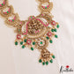Stunning Antique Nagas Lakshmi Peacock Motifs Haaram With Green Bead Drops LH2211