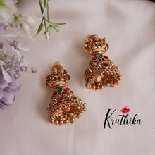 Royal Lakshmi Antique Jadau Jhumkas with Golden Beads E504