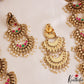 Stunning Antique Nagas Lakshmi Peacock Motifs Haaram With Green Bead Drops LH2211