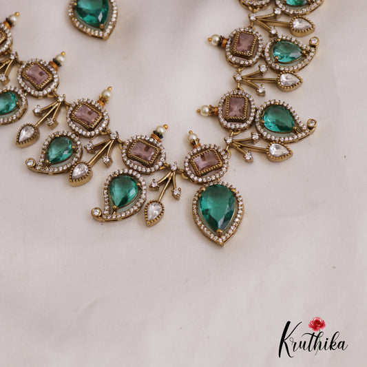 Stunning AD Mango Motifs Victorian Moissanaite Necklace NC2673