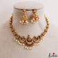 Classic Antique Lakshmi Motifs Choker With Pearl Drops NC3196