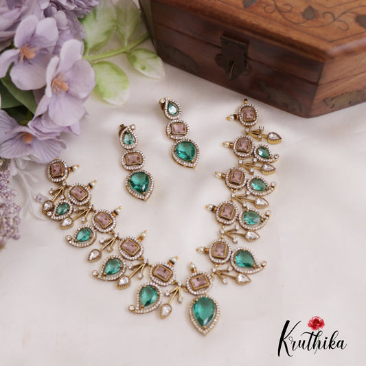 Stunning AD Mango Motifs Victorian Moissanaite Necklace NC2673