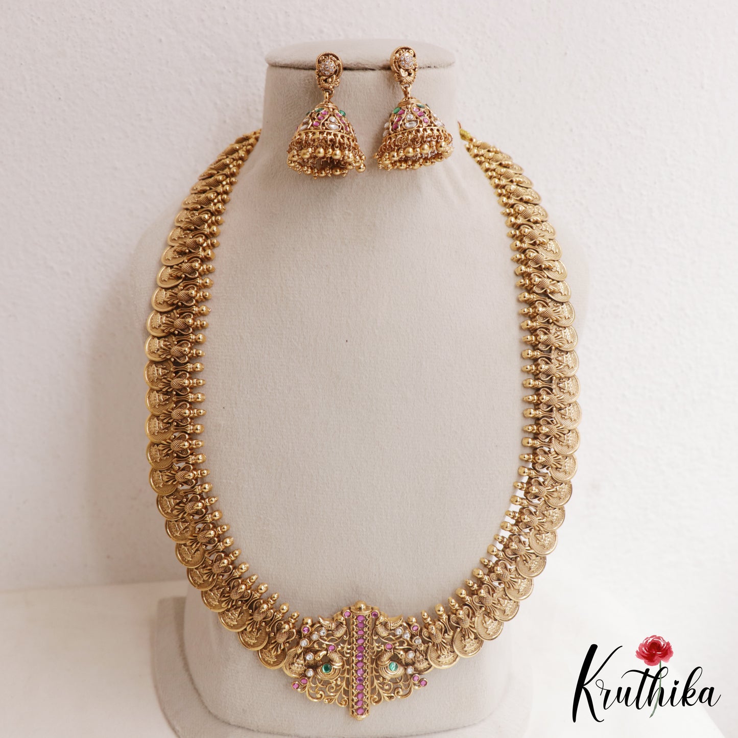 Premium Antique Peacock Motifs Lakshmi Kasu Haaram LH2121