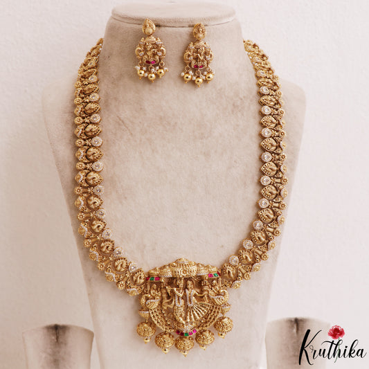 Premium Antique Radha Krishna Motifs Choker With Bead Drops LH2176 (Available In 2 Colors)