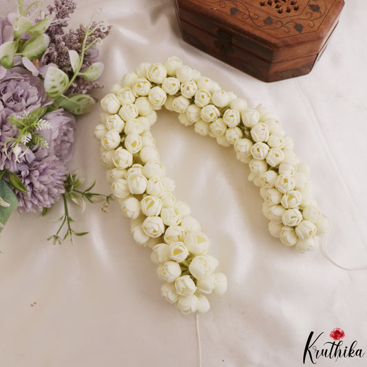 Real-Look full bloom Jasmine Flowers String (Malle Poolu) Light Weight & Reusable G02- Length -15 inches