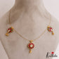 Trendy Floral Motifs Jadau Invisible Chain With Pink Bead Drops NC2996
