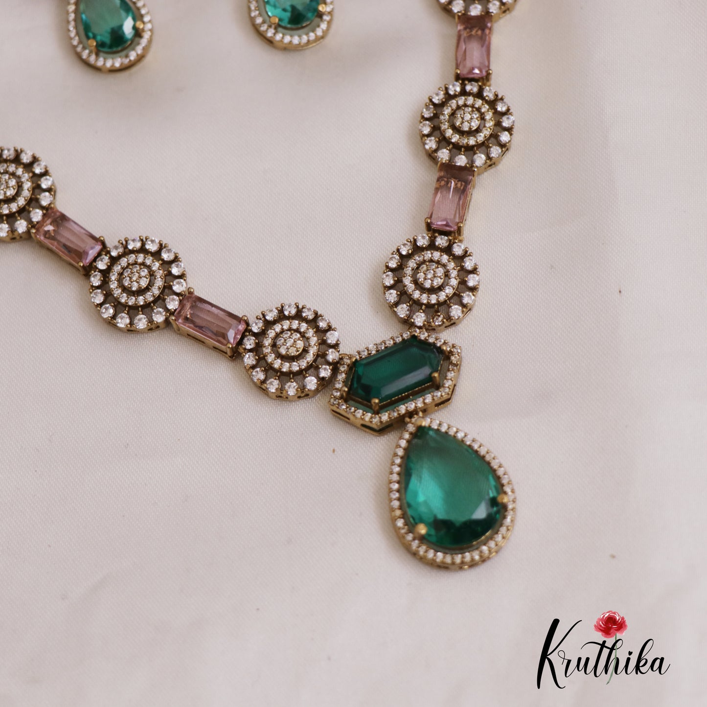 Trendy AD Floral Motifs Victorian Necklace NC2672
