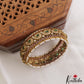 Sparkling Teardrop Motifs Pearl Border Kemp Openable Single Kada Bangle B554
