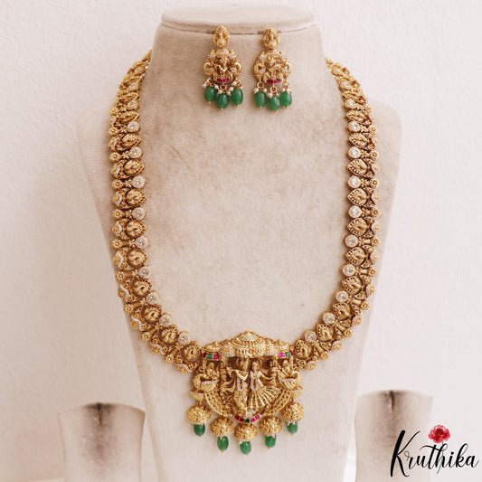 Premium Antique Radha Krishna Motifs Choker With Bead Drops LH2176 (Available In 2 Colors)