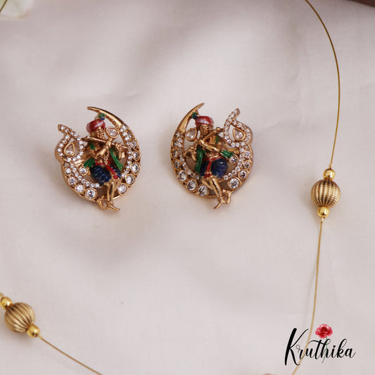 Beautiful Hand Painted Lord Krishna Motifs Invisible Chain Pendant NC2674