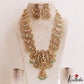 Gorgeous Antique Nagas Lakshmi Motifs Temple Haaram With Green Bead Drops LH2212