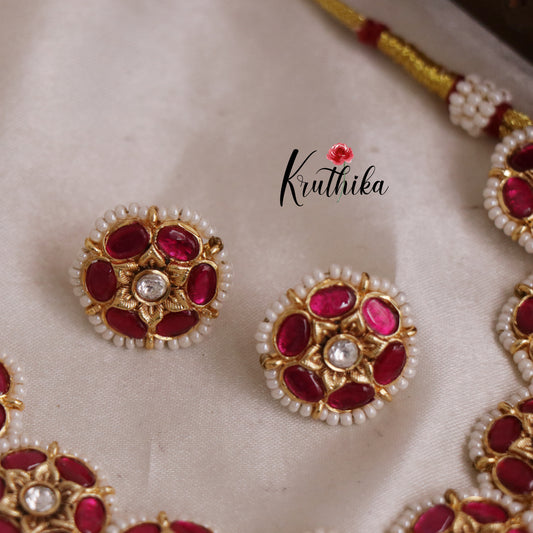 Elegant Jadau Flower necklace NC1921 [Available in 2 colours]