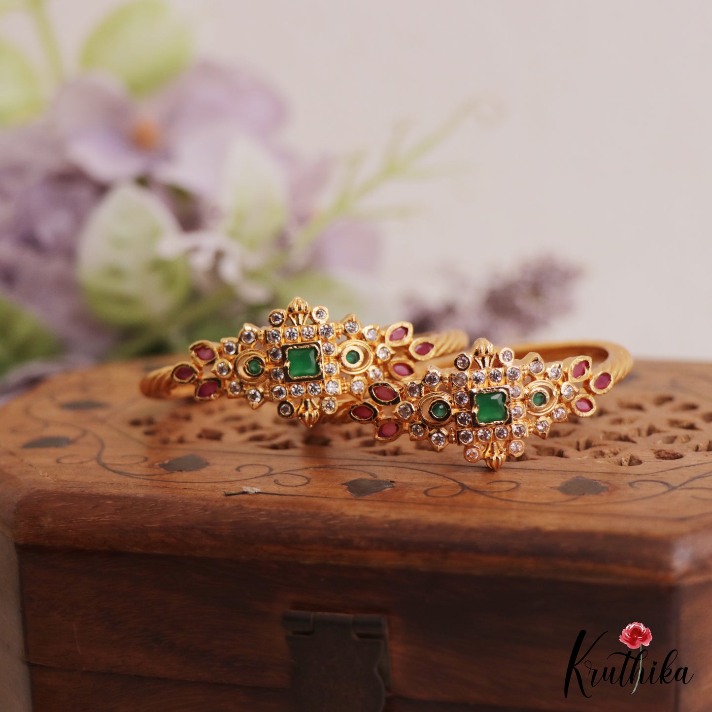Classic Antique Geometric Motifs Kids Kada Bangles B562 (Set Of 4 Bangales)