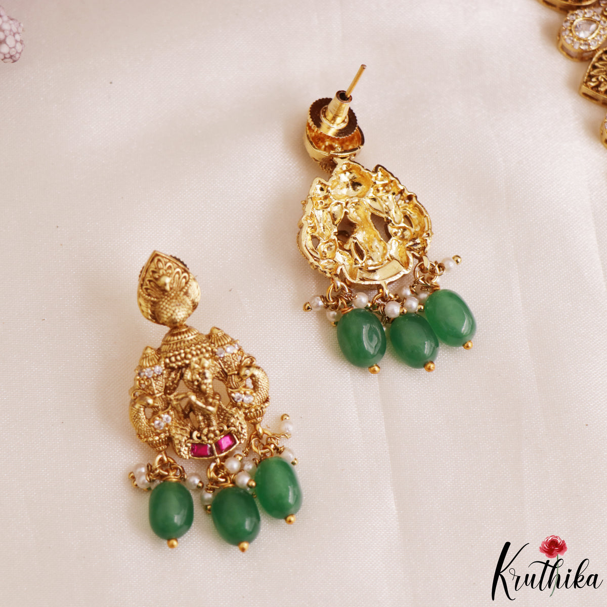 Premium Antique Radha Krishna Motifs Choker With Bead Drops LH2176 (Available In 2 Colors)