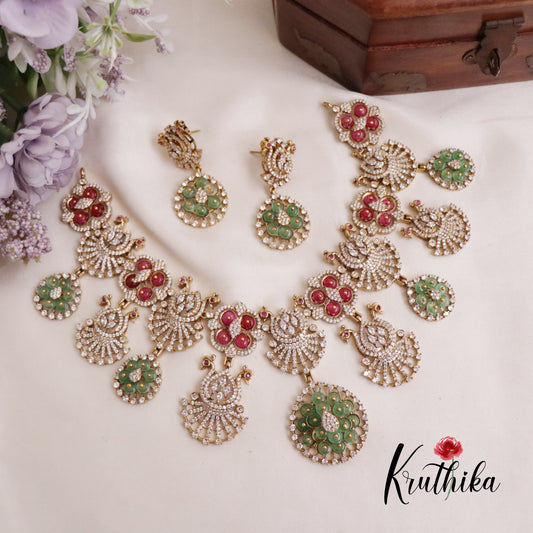 Elegant Multi Stone Peacock Desing Necklace Sets NC2067