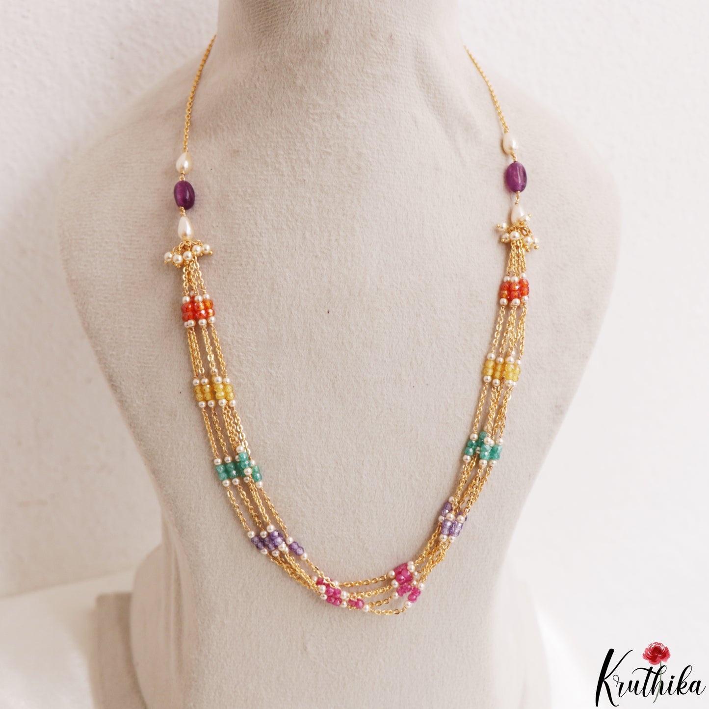 Elegant Multi Layered Pearl Bead Mala NC3208 (Available In 4 Colors)