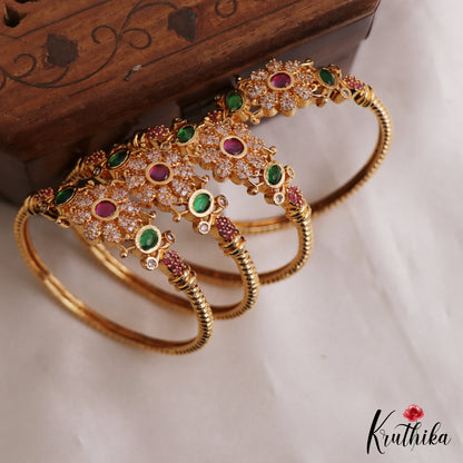 Beautiful Antique Floral Motifs Kids Kada Bangles B563 (Set Of 4 Bangales)