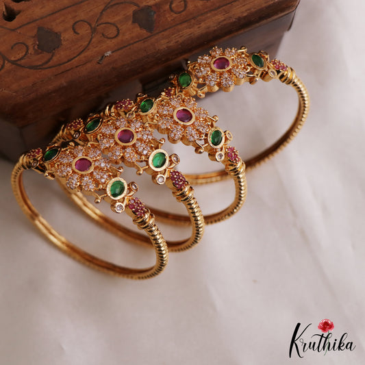Beautiful Antique Floral Motifs Kids Kada Bangles B563 (Set Of 4 Bangales)