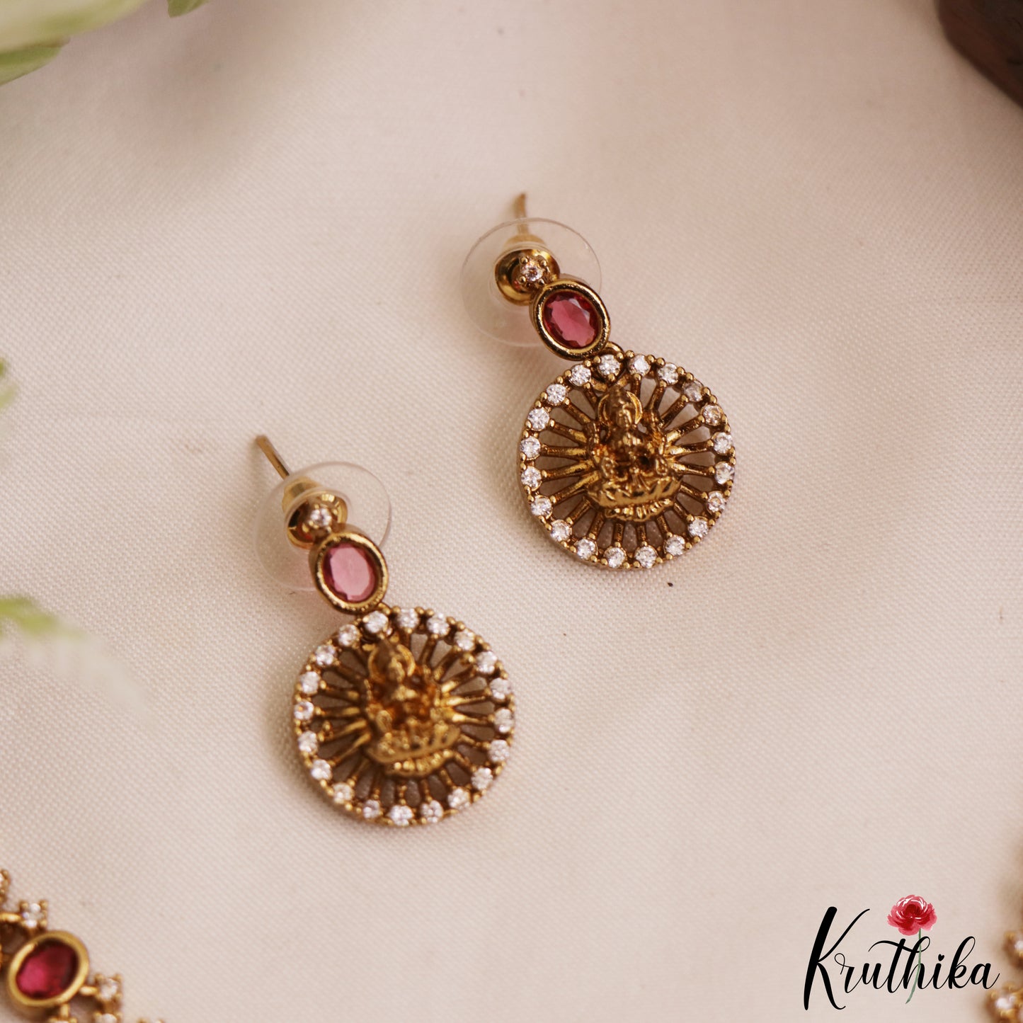Trendy Lakshmi Motifs Gold-Tone AD Necklace NC2985 (Available In 2 Colors)