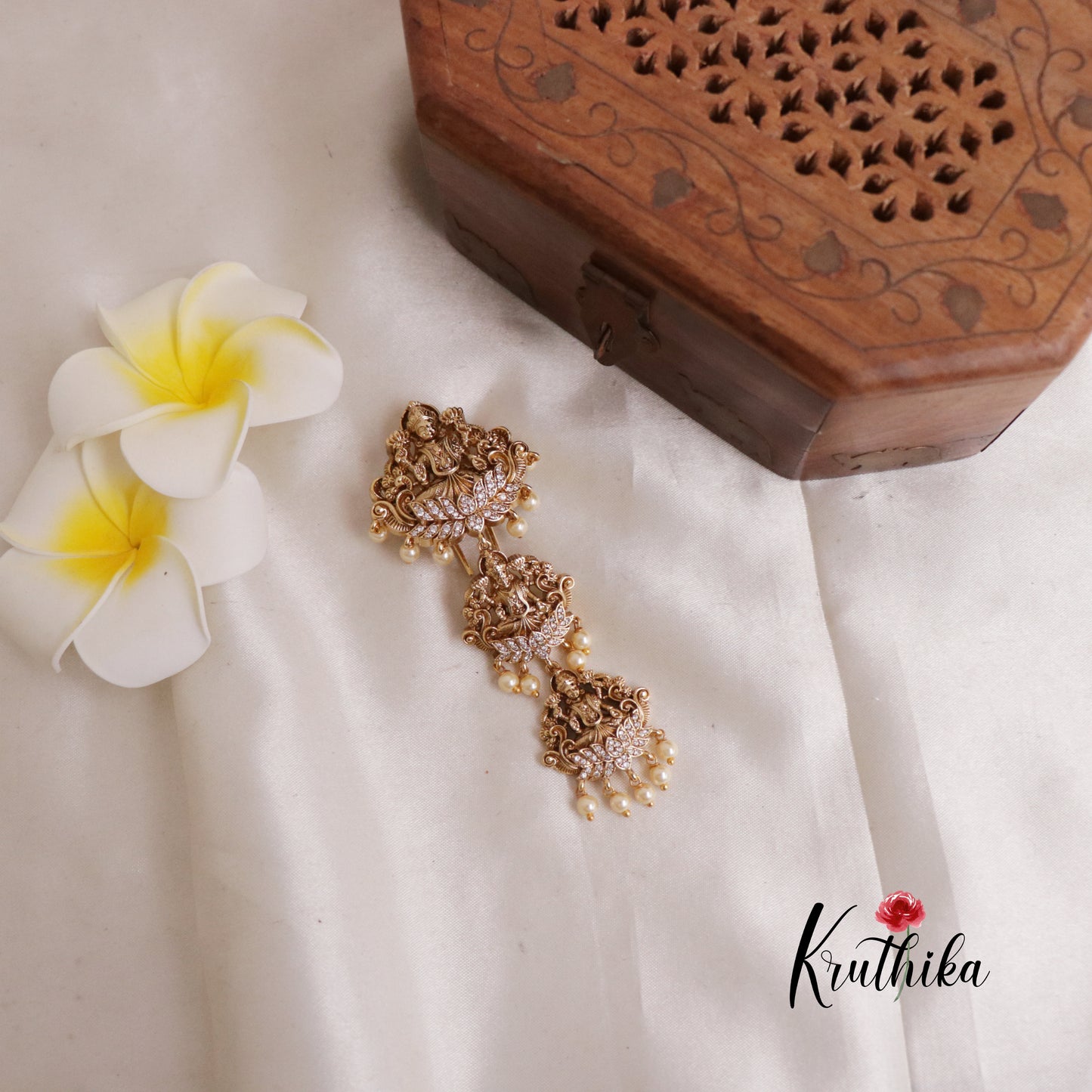 Premium Goddess Lakshmi Devi CZ Lotus Design Jada Billa J168