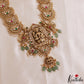 Gorgeous Antique Nagas Lakshmi Motifs Temple Haaram With Green Bead Drops LH2212