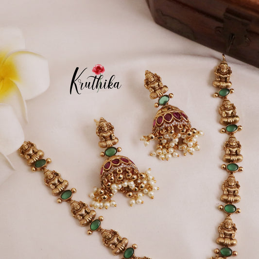 Pretty Temple Lakshmi Devi Multi Stone Necklace NC2053