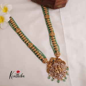Grand Temple Radha Krishna Haaram with Green Beads LH1887