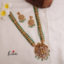 Grand Temple Radha Krishna Haaram with Green Beads LH1887