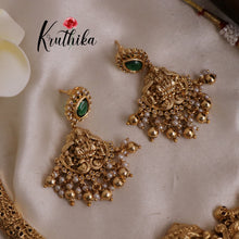 Gorgeous Lakshmi peacock necklace with golden beads NC1924