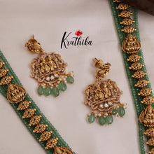 Grand Temple Radha Krishna Haaram with Green Beads LH1887