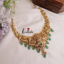 Grand Traditional Temple Lakshmi and Peacock Design Jadau Necklace NC2016 (Available in 2 Colours Beads)