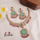 Beautiful CZ Emerald Victorian Pendant Hasli Necklace with Ruby Beads NC2328