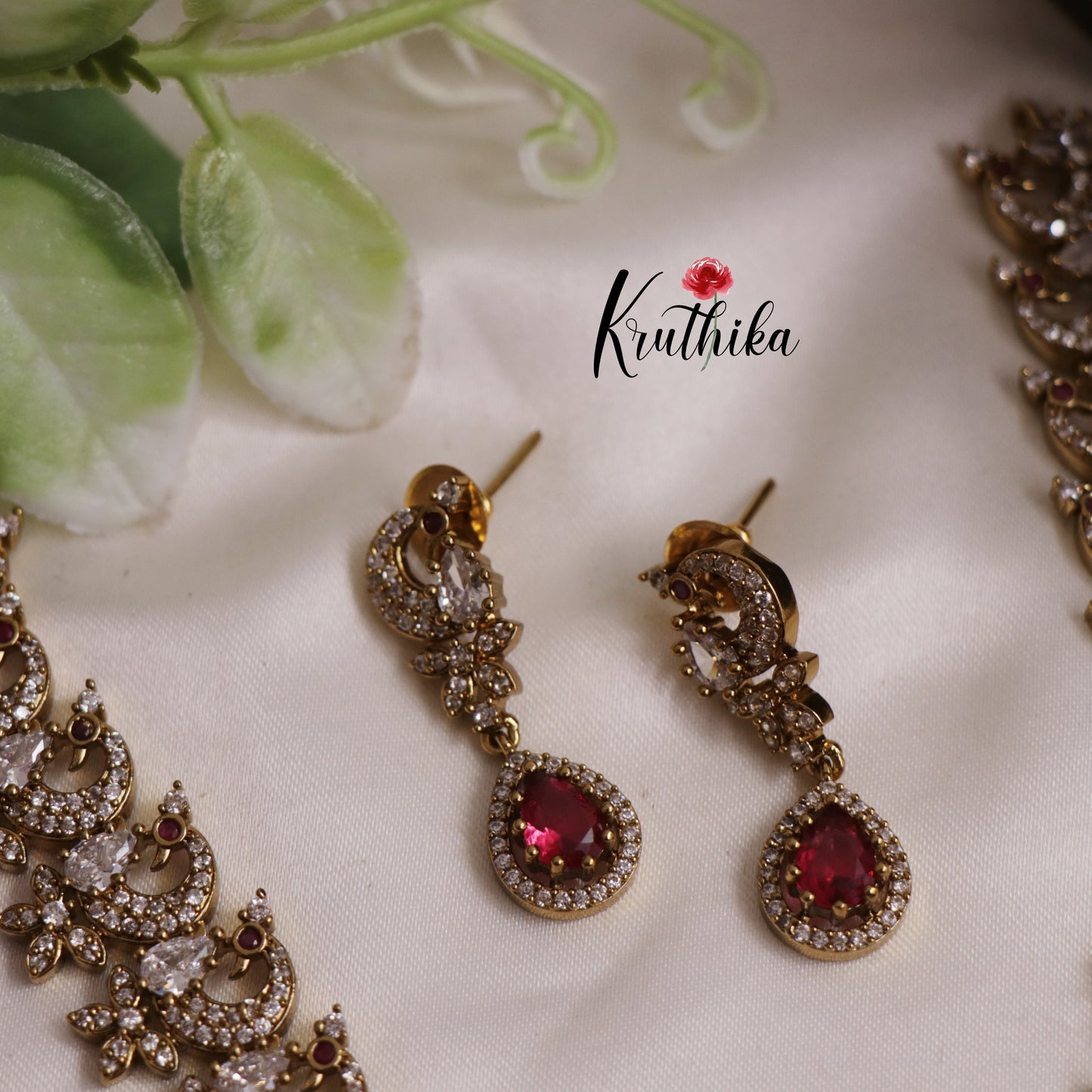 Dreamy Peacock AD Victorian Necklace NC2519 (Available In 5 Colours)