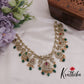 Simple Victorian Finish Kundan Necklace with Green Beads NC2368