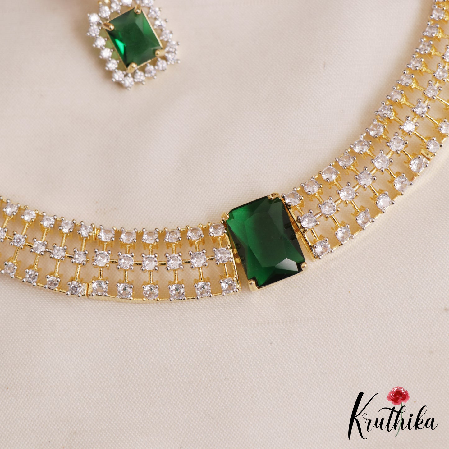 Elegant Square Motifs Gold-Tone CZ Choker NC3053 (Available In 3 Colors)