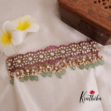Royal Kempu Kundan Chocker with pastel green beads NC1923