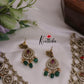 Simple Victorian Finish Kundan Necklace with Green Beads NC2368